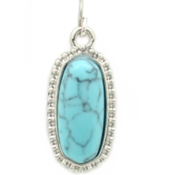 🌟SOLD🌟 Turquoise Drop Pendant Earrings Silver - Picture 2 of 3
